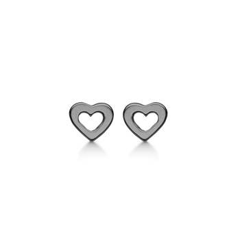 Sølv ørestikker sort rhodineret hjerte. fra Støvring Design