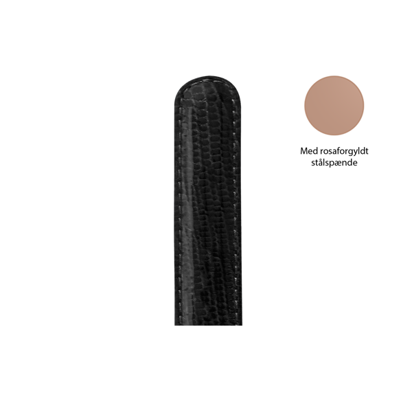 Christina Collect urrem, sort, XL - 16 mm med rosaforgyldt stålspænde