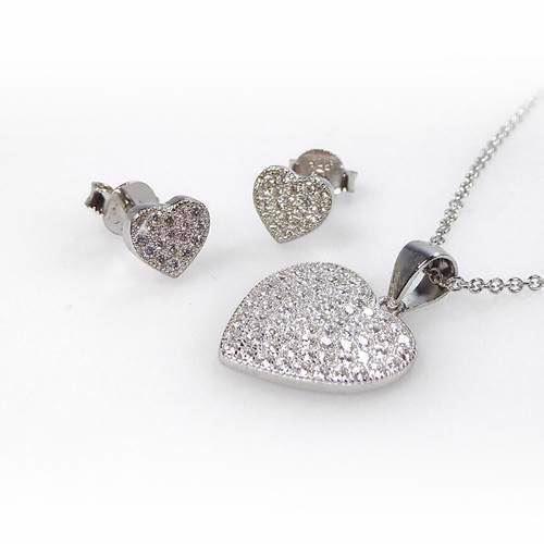 Image of San - Link of joy CZ Jewellery sølv Collier og ørestikker blank, model 26805-sæt