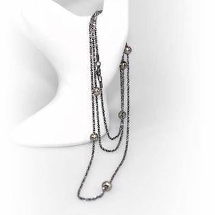 San - Link of joy Starlight Beads 925 sterling sølv halskæde oxyderet, model 912