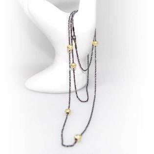 San - Link of joy Diamond Cut & Starlight Beads sølv Halskæde forgyldt/ sort rhodineret, model 913-80