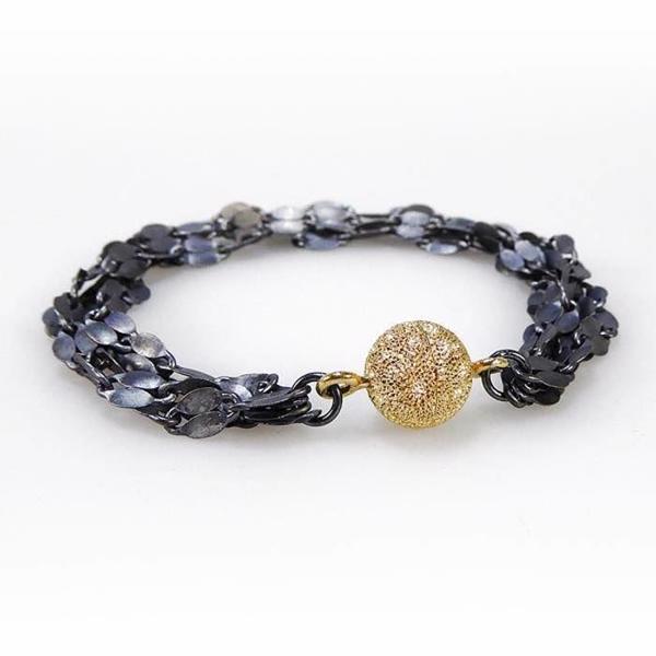 Image of San - Link of joy Satinised Silver Chain design 925 sterling sølv armbånd satineret/oxideret/forgyldt, fra 17-21 cm