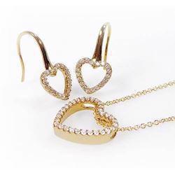 Image of San - Link of joy CZ Jewellery sølv Collier og ørestikker forgyldt, model CZ-117-sæt