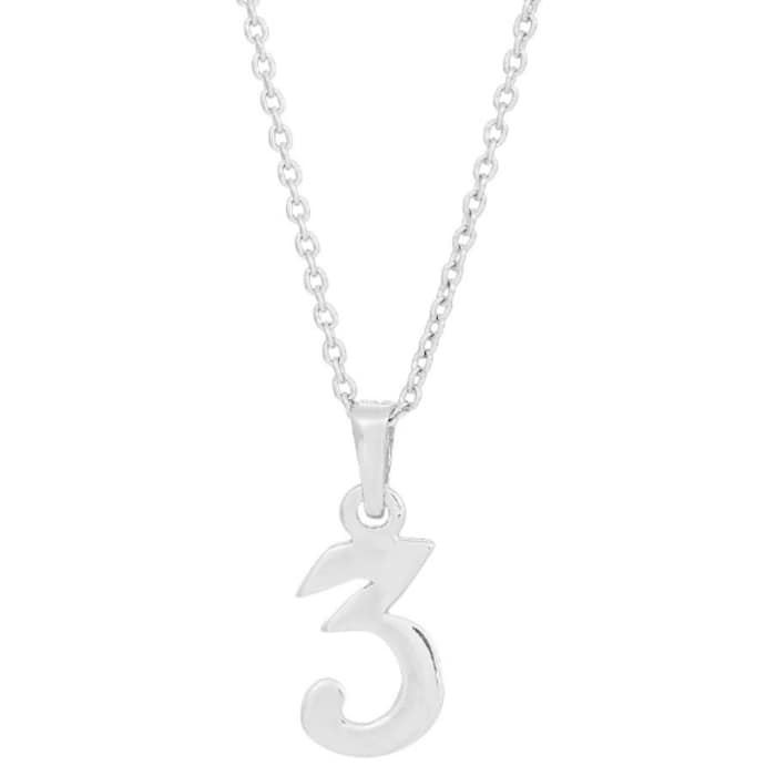 Image of Siersbøl 3 tals sterling sølv halskæde med vedhæng med blank overflade
