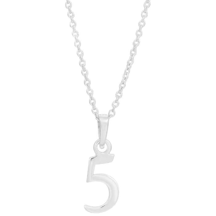 Image of Siersbøl 5 tals sterling sølv halskæde med vedhæng med blank overflade