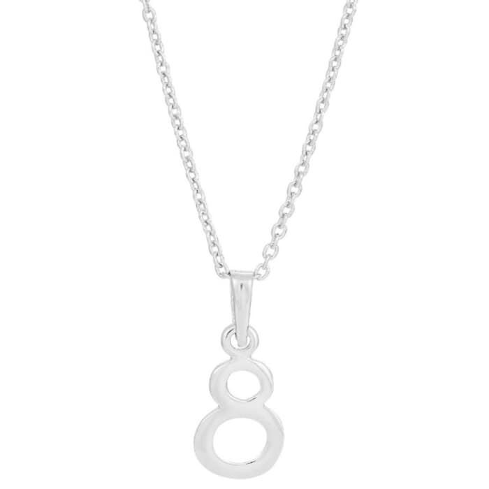 Image of Siersbøl 8 tals sterling sølv halskæde med vedhæng med blank overflade