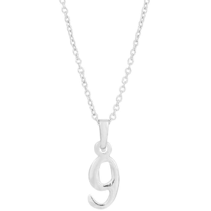 Image of Siersbøl 9 tals sterling sølv halskæde med vedhæng med blank overflade