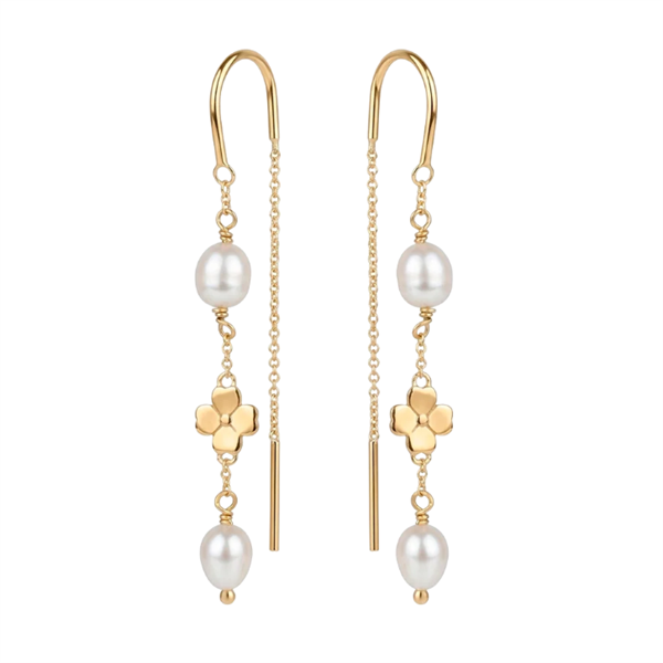 Clover and Pearl ørehænger forgyldt sølv, fra Christina Jewelry & Watches