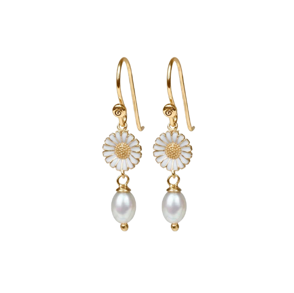 Marguerite Pearl Drop ørehænger forgyldt, fra Christina Jewelry & Watches