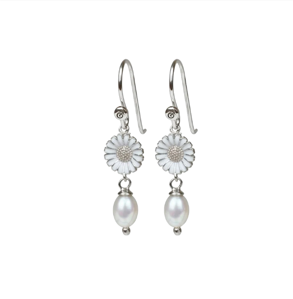 Marguerite Pearl Drop ørehænger sølv , fra Christina Jewelry & Watches