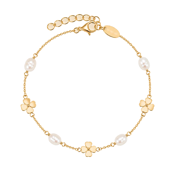 Clover and Pearl forgyldt sølv armbånd, fra Christina Jewelry & Watches
