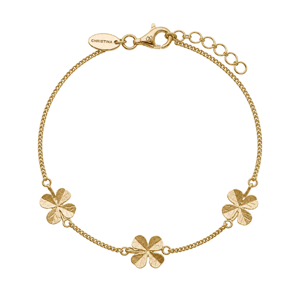 Clover forgyldt sølv armbånd, fra Christina Jewelry & Watches