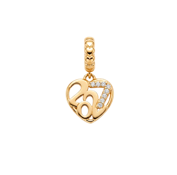 Year 2027 charm 4 mm forgyldt sølv , fra Christina Jewelry & Watches