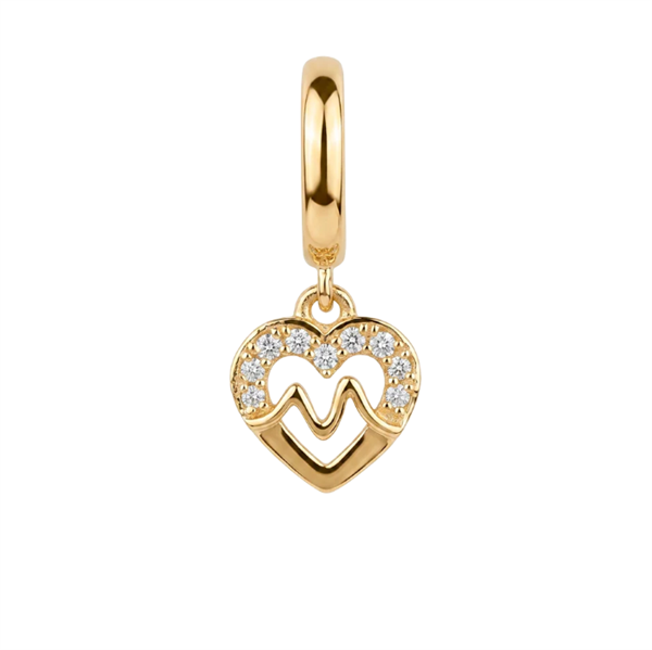 Beating Heart charm 6 mm forgyldt sølv , fra Christina Jewelry & Watches