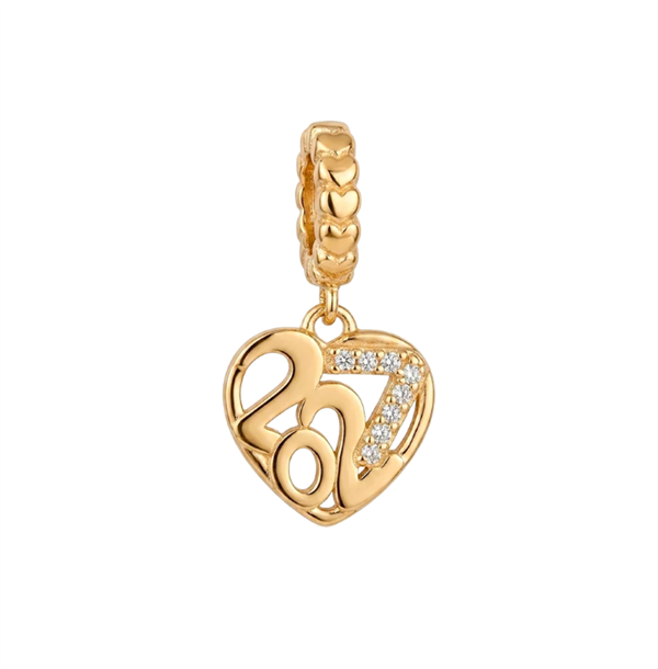Year 2027 charm 6 mm forgyldt sølv , fra Christina Jewelry & Watches