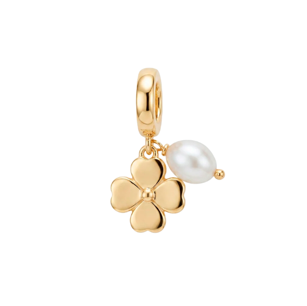 Clover and Pearl charm 4 mm forgyldt søl, fra Christina Jewelry & Watches