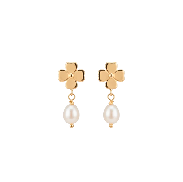 Clover and Pearl ørestikker forgyldt søl, fra Christina Jewelry & Watches