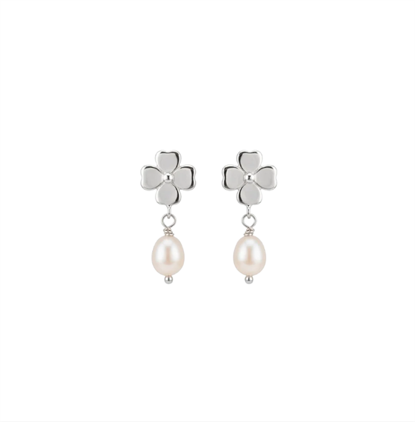 Clover and Pearl ørestikker sølv , fra Christina Jewelry & Watches