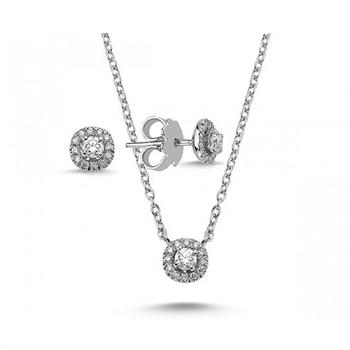 14 kt hvidguld smykkesæt, fra Sofia serien med 3 x 0,08 ct diamant & 36 x 0,005 ct diamanter Wesselton SI