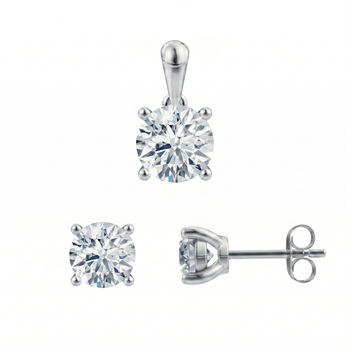 14 kt hvidguld Luxury Solitaire smykkesæt med i alt 2,00 ct Labgrown diamant Top Wesselston VS2