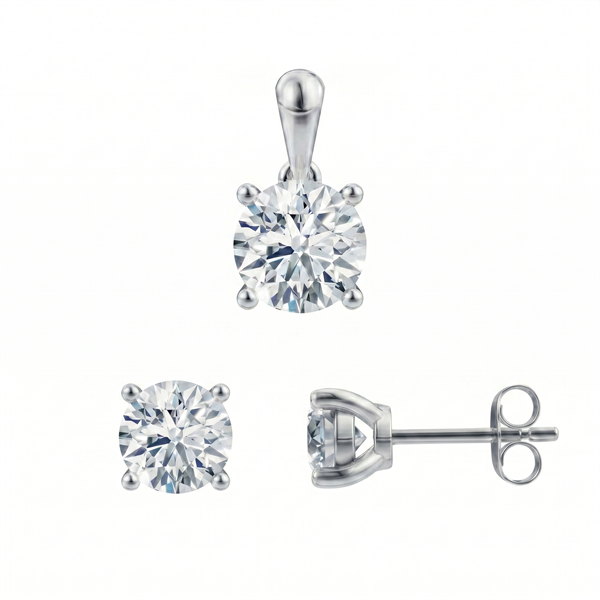 14 kt hvidguld Luxury Solitaire smykkesæt med i alt 2,00 ct Labgrown diamant Top Wesselston VS2
