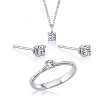 14 kt hvidguld The One smykkesæt med i alt 0,72 ct Diamant Wesselton SI