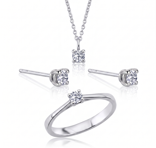 14 kt hvidguld The One smykkesæt med i alt 0,72 ct Diamant Wesselton SI