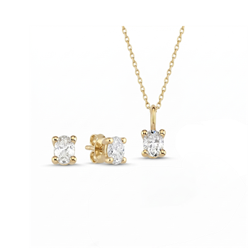 14 kt guld The One Oval smykkesæt med i alt 0,69 ct Diamant Wesselton SI