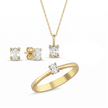 14 kt guld The One Oval smykkesæt med i alt 0,92 ct Diamant Wesselton SI