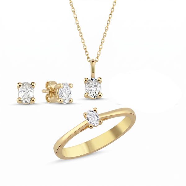 14 kt guld The One Oval smykkesæt med i alt 0,92 ct Diamant Wesselton SI