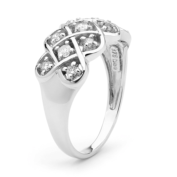Diamant hvidguld ring - med hele ægte diamanter
