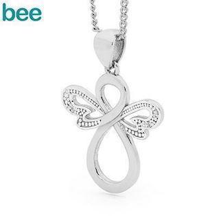 Bee Jewelry Angel 9 karat blank hvidgulds med diamanter, model W65599