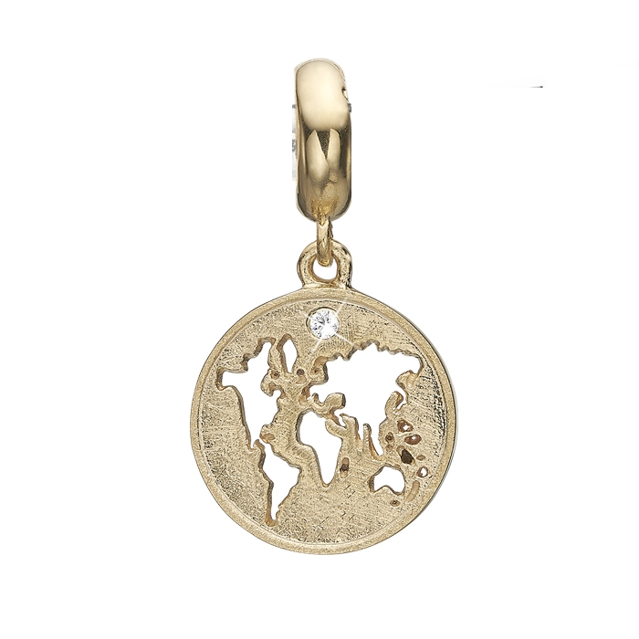 605-WORLD-G, Moder Jord fra Christina med Jordkloden sølv charm og diamant
