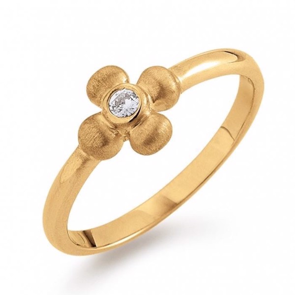 Image of Aagaard 8 kt rødguld fingerring, blomst med rustik overflade, model 08621583-75