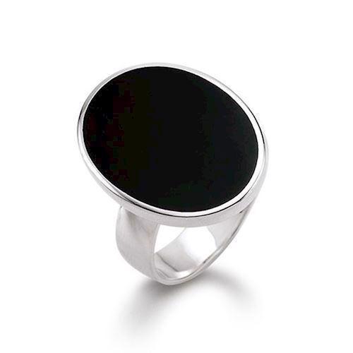 Image of Aagaard Sterling sølv Fingerring, Onyx med blank overflade, model 11633833-29