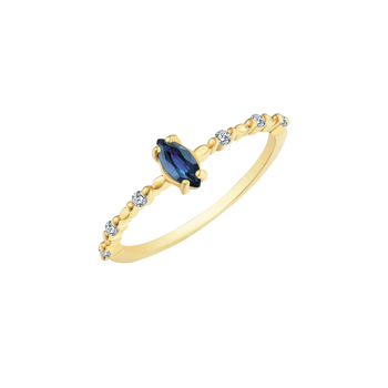 8 karat Guld ring med blå safir og hvide zirkonia fra Støvring design