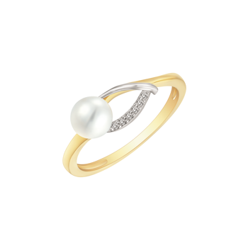 8 karat Guld ring med perle og zirkonia fra Støvring design