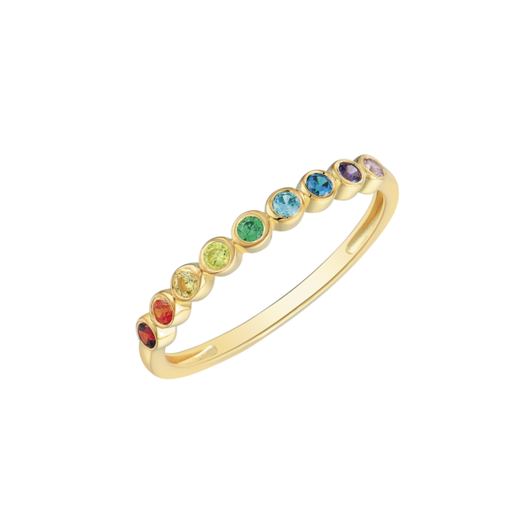 Forgyldt sølv ring med zirkonia i alle regnbuens farver, fra Støvring design