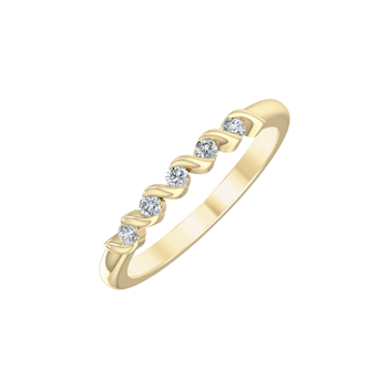 14 karat Guld ring med snoet mønster og 0,10 karat diamanter, fra Støvring design