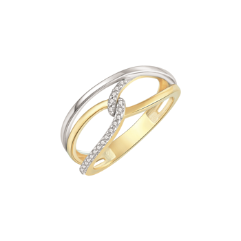 8 karat Guld ringo både rød- og hvidguld med glitrende diamanter, fra Støvring design