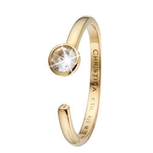 Christina Forgyldt sølv Magical Topaz blank solitære ring med hvid topaz, model 2.11.B-55 købes hos Guldsmykket.dk her