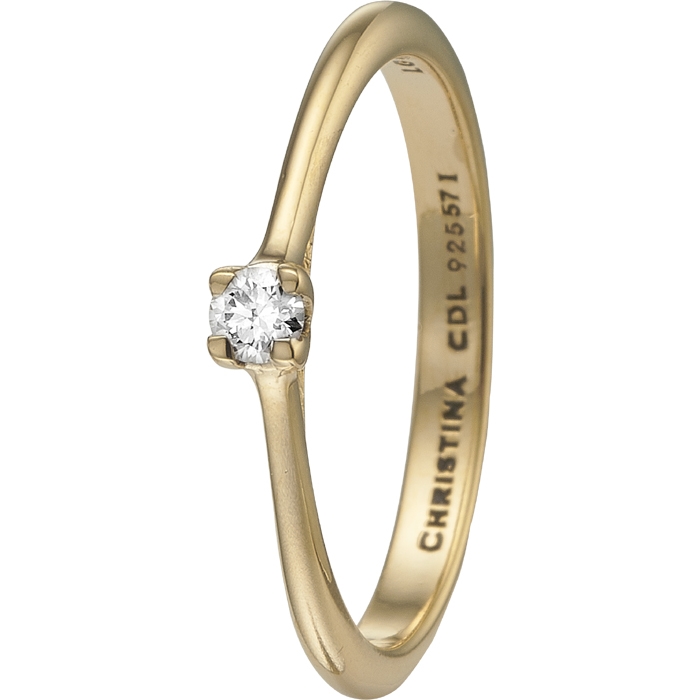 sætte ild Enhed barriere 8.1.B, Christina Collect forgyldt sølv Solitaire klassisk solitaire ring  med 0,10 ct labgrown diamant, ring størrelser fra 49-61