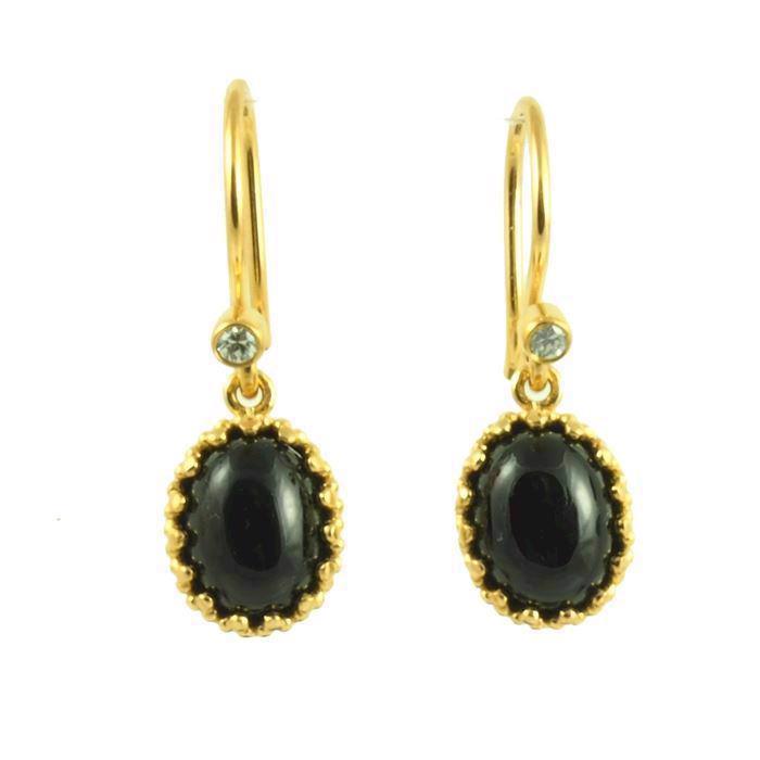Image of Carré Gilded Marvels forgyldteøreringe med smuk sort agat og hvid zirkonia*