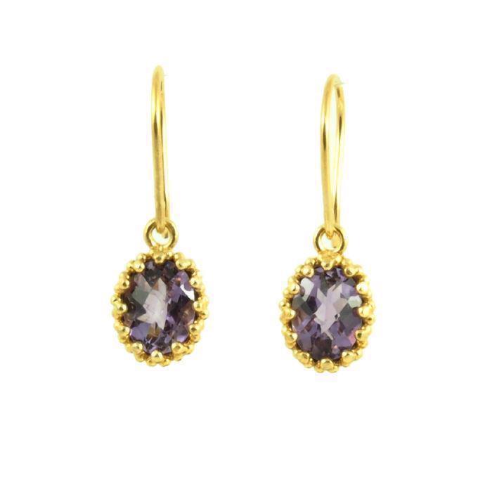 Image of Carré Gilded Marvels forgyldteøreringe med amethyst*