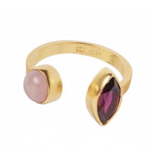 Image of Gem Candy, smuk forgyldt fingerring med rosa ædelsten fra Carré