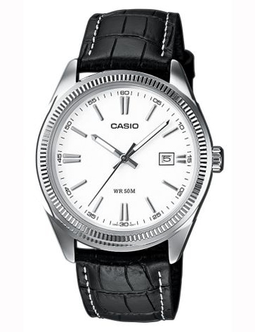 Casio Classic quartz Herreur med læderrem og dato visning