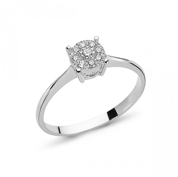 Coronet 14 karat hvidgulds ring med 0,16 carat brillant