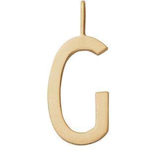 G - Smukke Arne Jacobsen bogstav vedhæng i mat forgyldt sølv, 16 mm