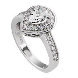 Image of Diamonfire Fingerring i sterling sølv med dråbe formet zirkonia