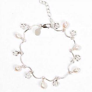 Flora Danica sølv forglemmigej armbånd med perler